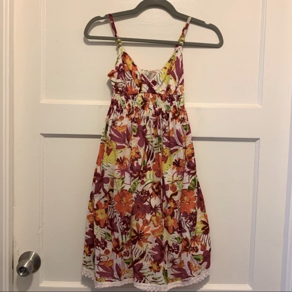 Derek Heart Cotton Spring Floral Print Dress | XS